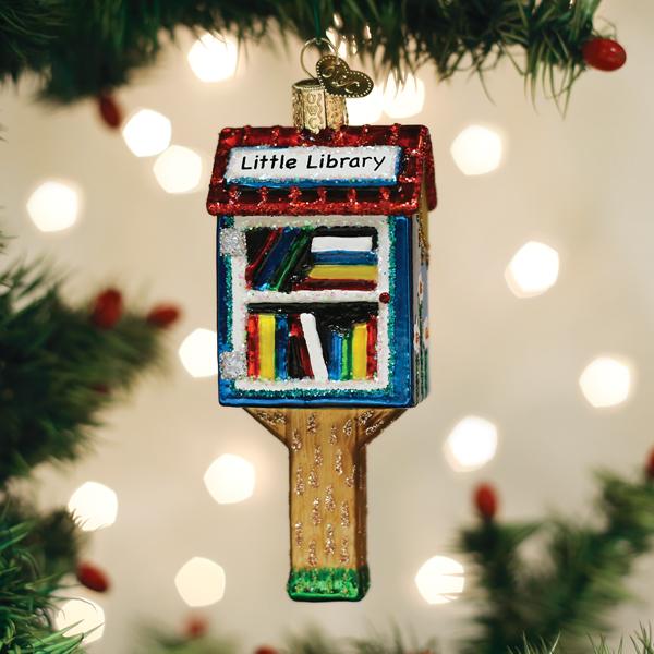 Old World Christmas Little Library Ornament - hand-blown glass Christmas tree ornament