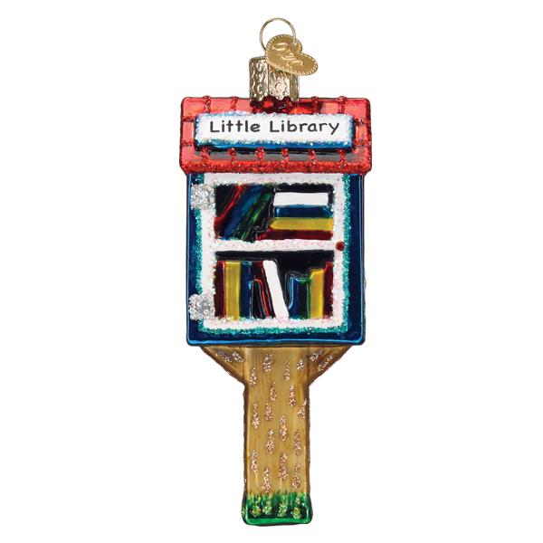 Old World Christmas Little Library Ornament - hand-blown glass Christmas tree ornament (view 3)