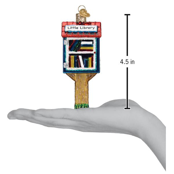 Old World Christmas Little Library Ornament - hand-blown glass Christmas tree ornament (view 6)