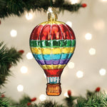 Old World Christmas Vibrant Hot Air Balloon Ornament - hand-blown glass Christmas tree ornament