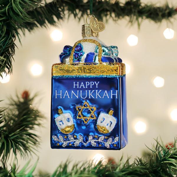 Old World Christmas Happy Hanukkah Ornament - hand-blown glass Christmas tree ornament