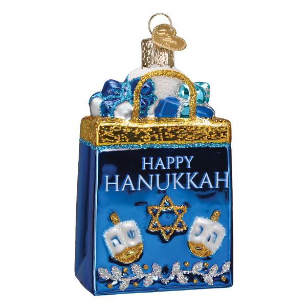 Old World Christmas Happy Hanukkah Ornament - hand-blown glass Christmas tree ornament (view 3)