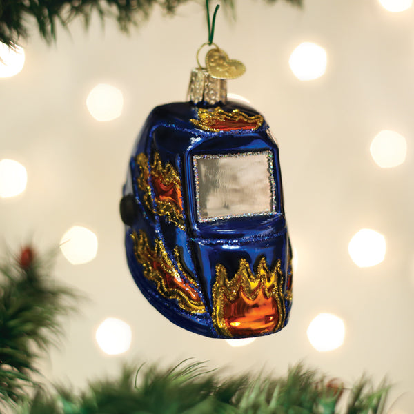 Old World Christmas Welding Helmet Ornament - hand-blown glass Christmas tree ornament