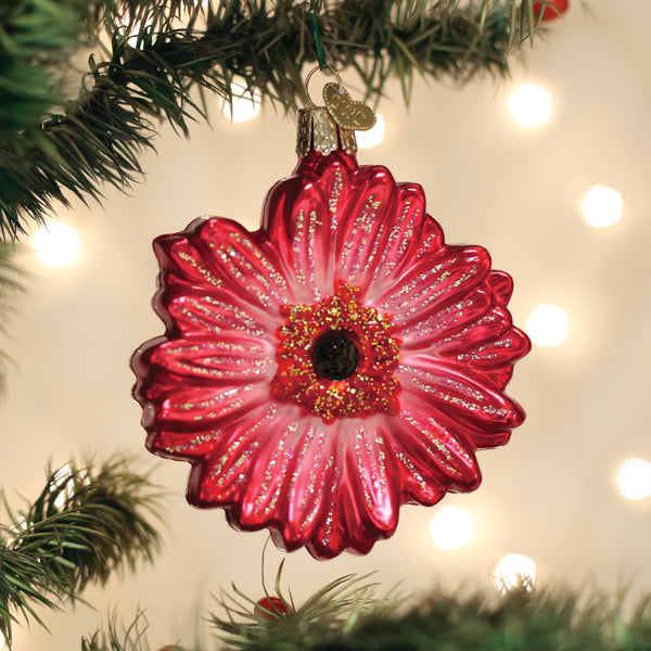 Old World Christmas Gerbera Daisy Ornament - hand-blown glass Christmas tree ornament