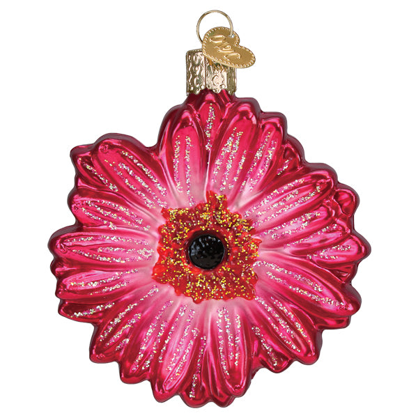 Old World Christmas Gerbera Daisy Ornament - hand-blown glass Christmas tree ornament (view 3)