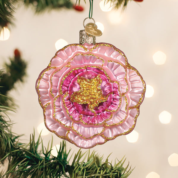 Old World Christmas Peony Ornament - hand-blown glass Christmas tree ornament