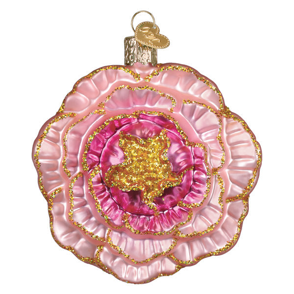 Old World Christmas Peony Ornament - hand-blown glass Christmas tree ornament (view 2)