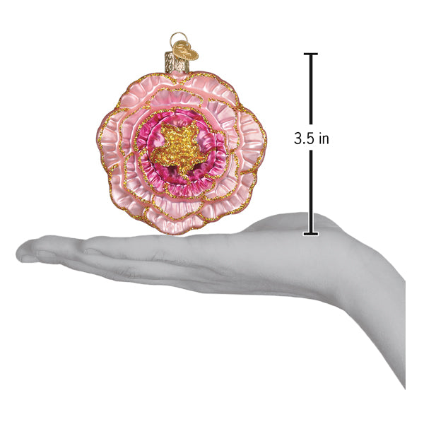 Old World Christmas Peony Ornament - hand-blown glass Christmas tree ornament (view 5)