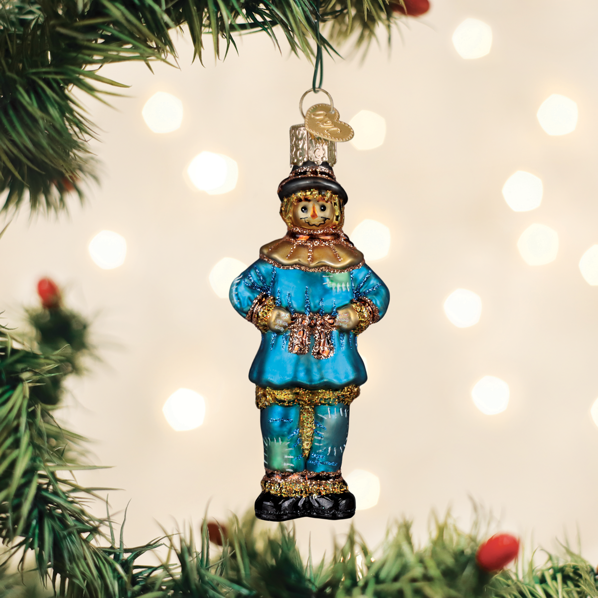 Old World Christmas Scarecrow Ornament - hand-blown glass Christmas tree ornament