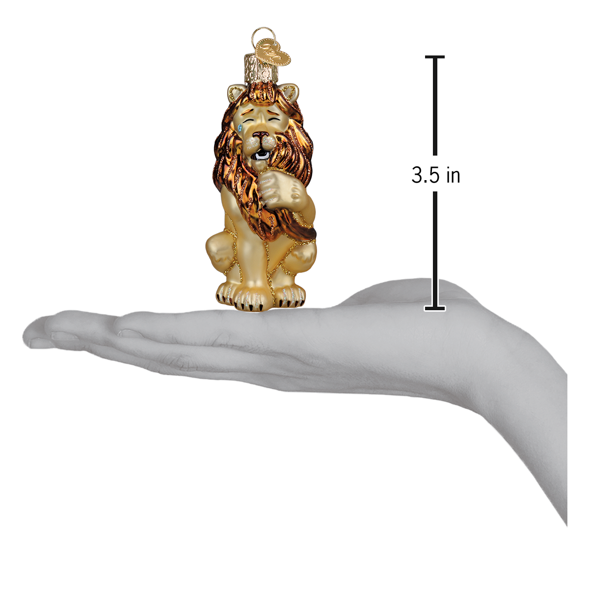 Old World Christmas Cowardly Lion Ornament - hand-blown glass Christmas tree ornament (view 5)
