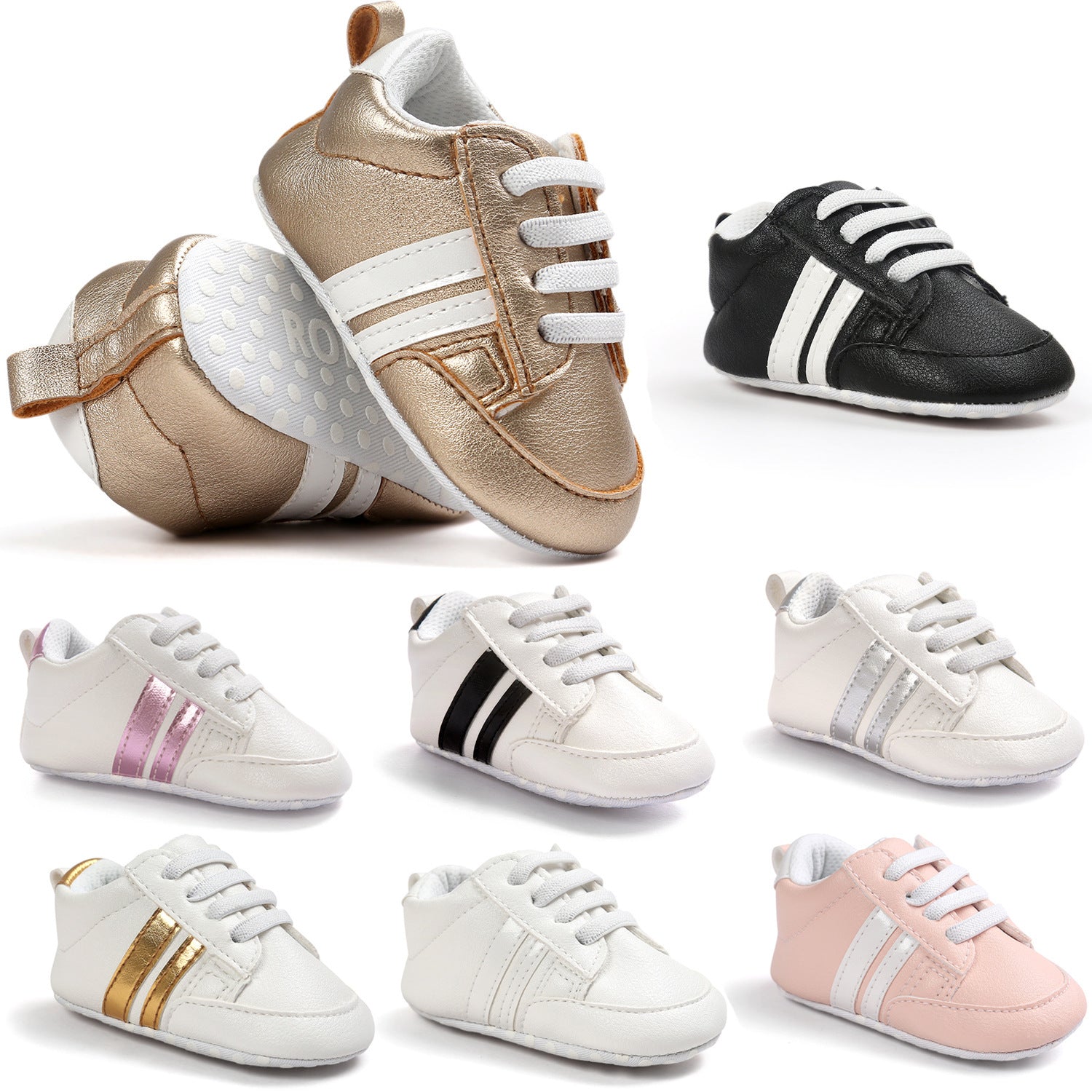 Baby Boy Girl Moccasins Shoes Infant PU Leather Non-slip Soft Newborn Sneakers - Cindi Book