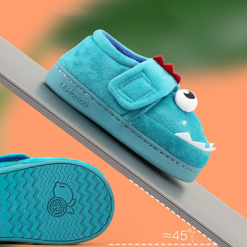 Cute Children's Home Plus Velvet Non-slip Bag Heel Slippers - Cindi Book