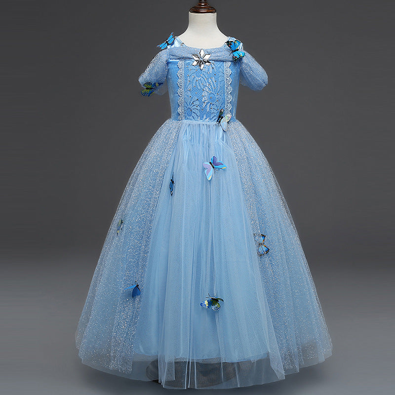 Princess Dress Erted Beads Bright Silk Performance Dress