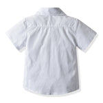 Boys' White Short-sleeved Shirt Suspender Shorts - Cindi Book
