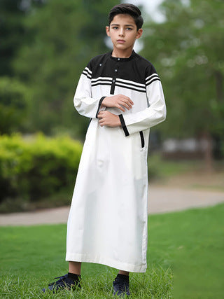 Boy's Fashion Color Contrast Button Striped Robe - Cindi Book