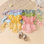 Candy Color Flower Print Pleated Cake Jumpsuit - Cindi Book