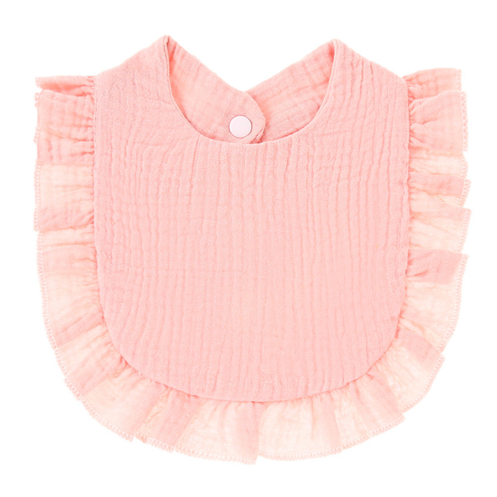 Ruffled Cotton Gauze Lace Bib Saliva Pocket - Cindi Book