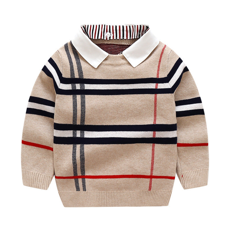 Boys plaid jacquard sweater - Cindi Book
