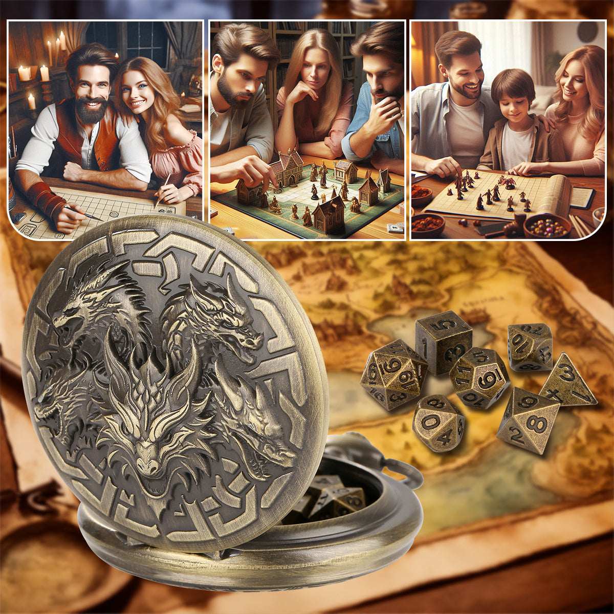 Retro Creative Pocket Watch Shaped Tabletop Game Dice Set -7PCS Metal Polyhedral Dice, Steampunk Style Portable DND Dice Set, Exquisite Metal Craftsmanship, Adding Unique Charm To Tabletop Games - Cindi Book