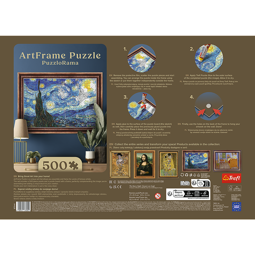 Trefl Red ArtFrame Puzzle The Starry Night Vincent van Gogh 500 Piece Puzzle