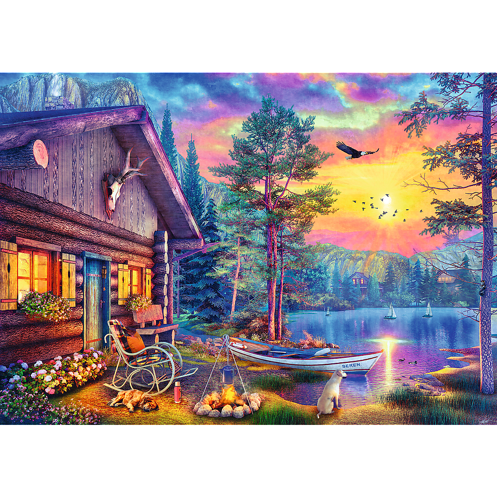 Trefl Premium Plus Tea Time: Evening Sunset Cabin 500 Piece Puzzle