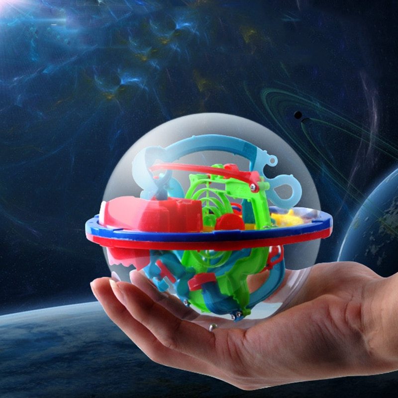100 Step 3D puzzle Ball Magic Intellect Ball Labyrinth Sphere Globe Toys Challenging Barriers Game Brain Tester Balance Training - Cindi Book