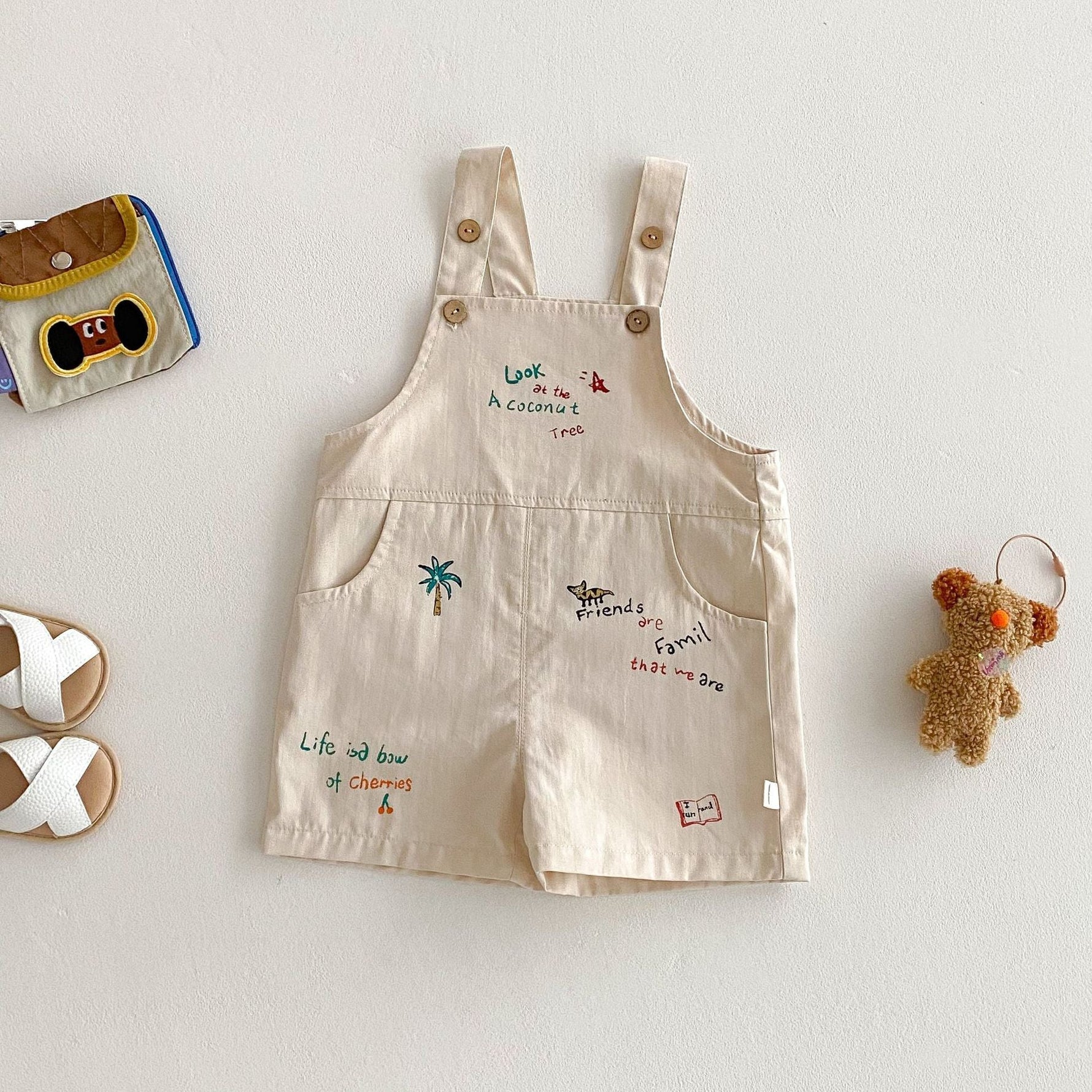 Simple Fashion T-shirt Fashion Baby Korean Style Cartoon Suspender Pants - Cindi Book