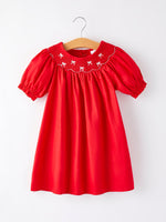 Rylee Faith Designs - Girls Bow Smocking Embroidered Red Dress - alternate view 3