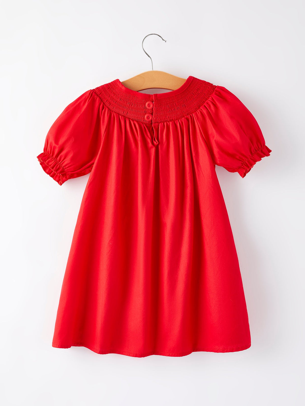 Rylee Faith Designs - Girls Bow Smocking Embroidered Red Dress - alternate view 4