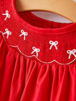 Rylee Faith Designs - Girls Bow Smocking Embroidered Red Dress - alternate view 7