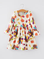 Rylee Faith Designs - Thanksgiving Turkey Print Girls Dress - alternate view 6