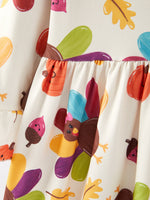 Rylee Faith Designs - Thanksgiving Turkey Print Girls Dress - alternate view 9