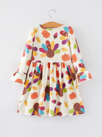 Rylee Faith Designs - Thanksgiving Turkey Print Girls Dress - alternate view 7