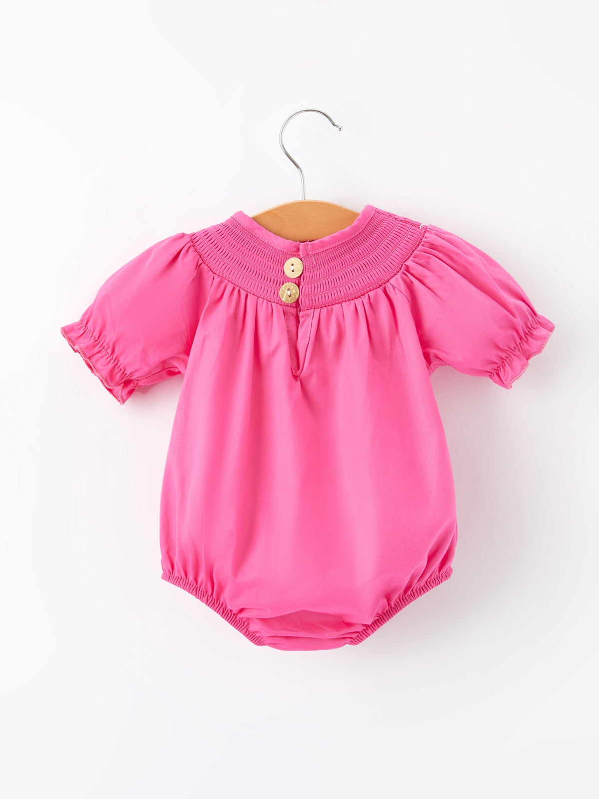 Rylee Faith Designs - Girls Bow Smocking Embroidery Hot Pink Romper - alternate view 2