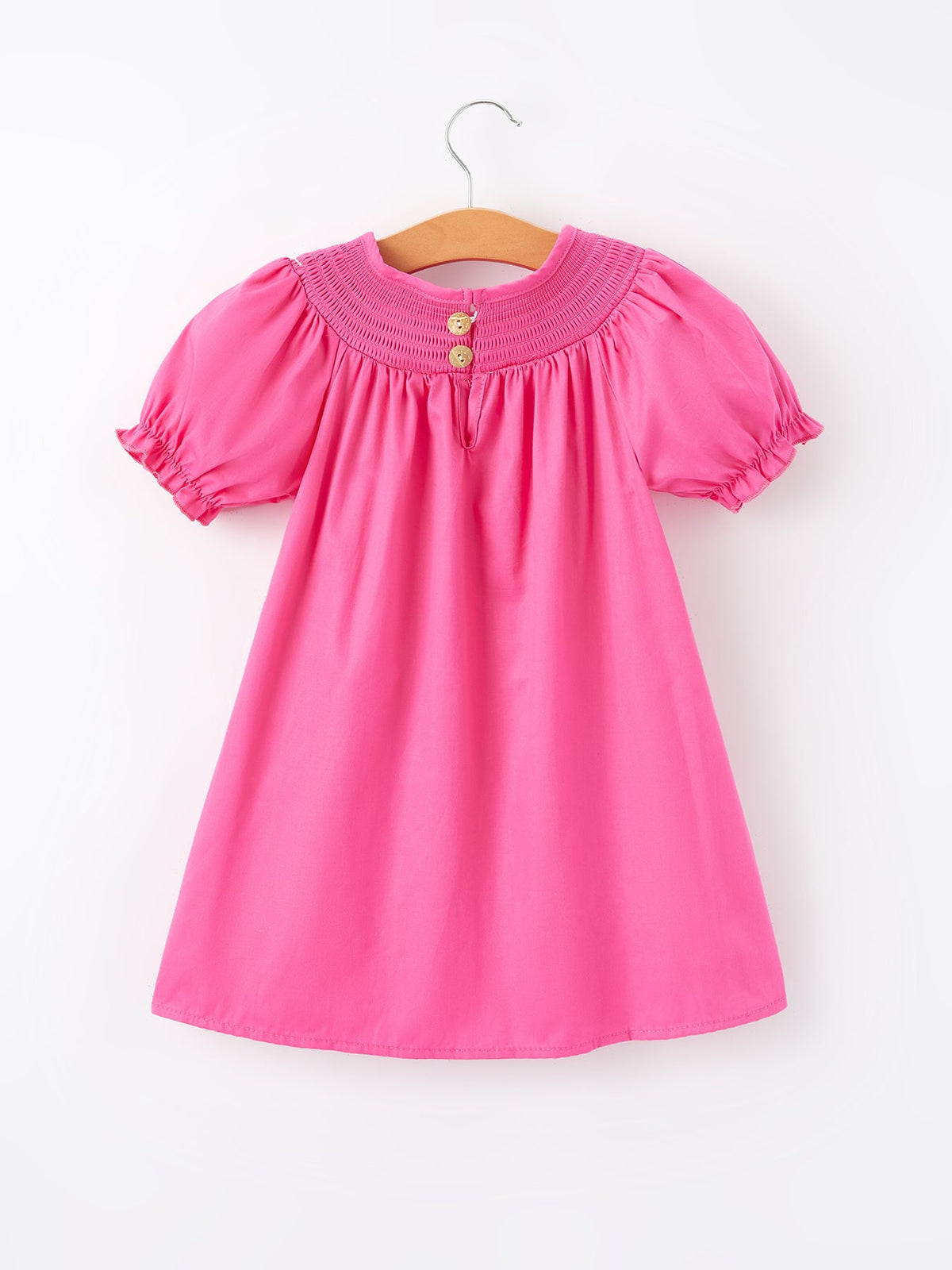 Rylee Faith Designs - Girls Bow Smocking Embroidery Hot Pink Dress - alternate view 2