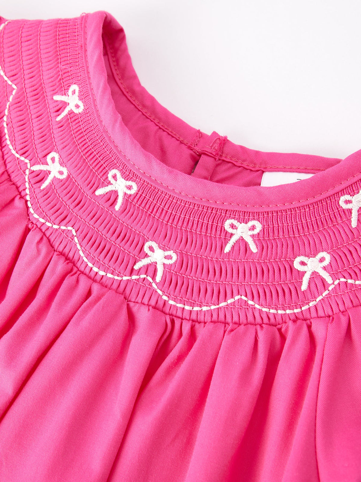 Rylee Faith Designs - Girls Bow Smocking Embroidery Hot Pink Dress - alternate view 3