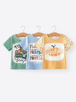 Rylee Faith Designs - Fall Thanksgiving Halloween 3 pieces Short sleeve O-neck T-shirt