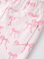 Rylee Faith Designs - Fall Girls Pink Bow Print Elastic Flared Jeans Denim pant - alternate view 4