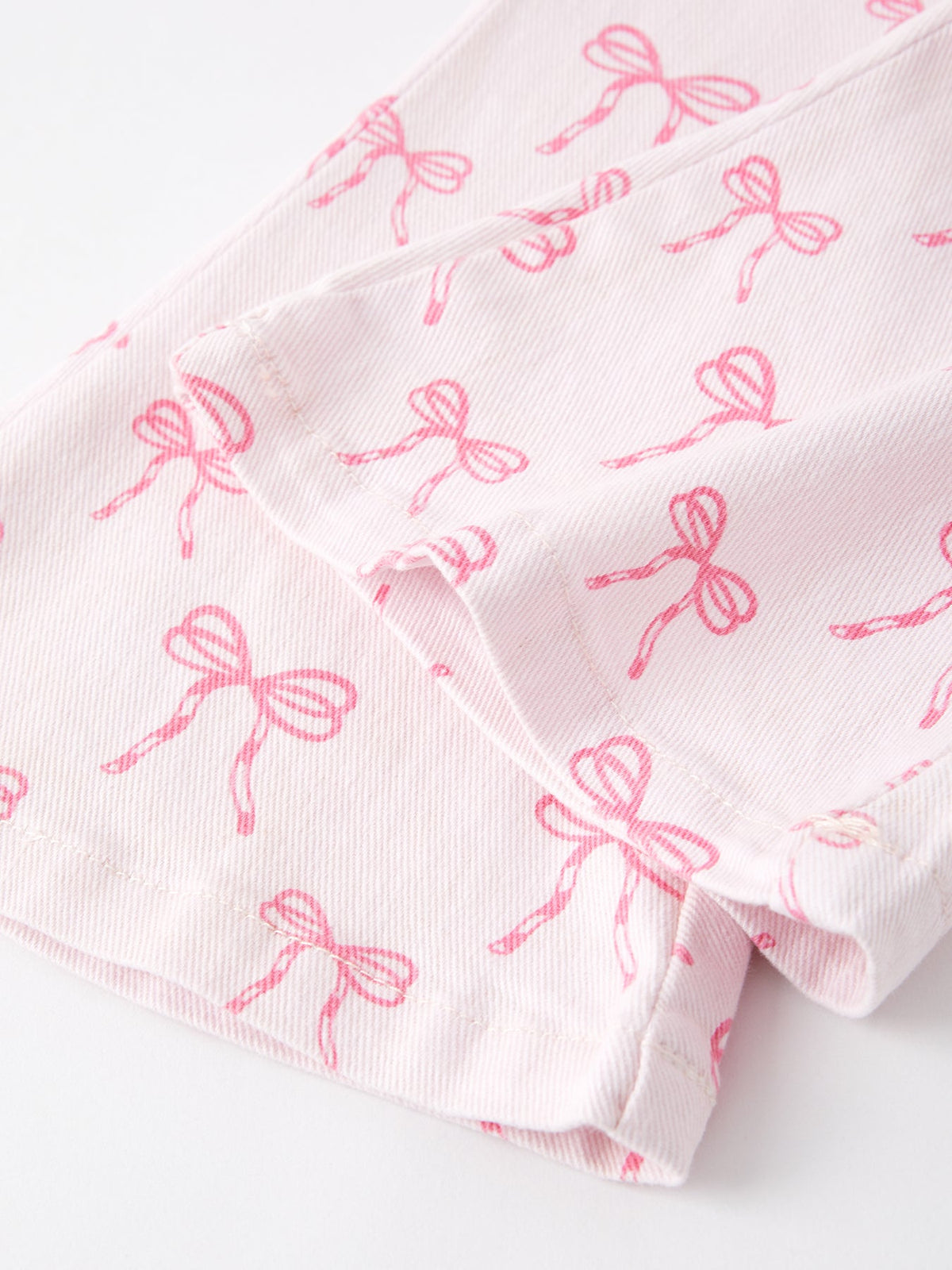 Rylee Faith Designs - Fall Girls Pink Bow Print Elastic Flared Jeans Denim pant - alternate view 5