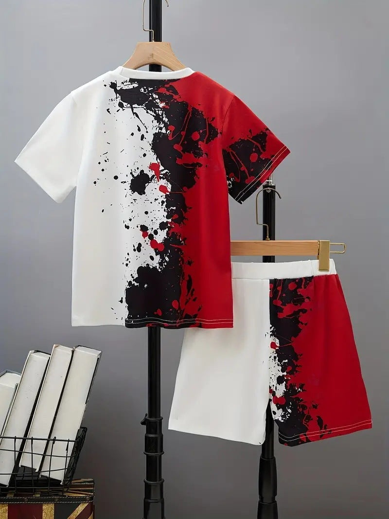 Boys' Casual Short Sleeve T-shirt Top Shorts Two-piece Set - Cindi Book
