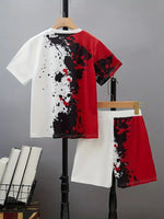 Boys' Casual Short Sleeve T-shirt Top Shorts Two-piece Set - Cindi Book