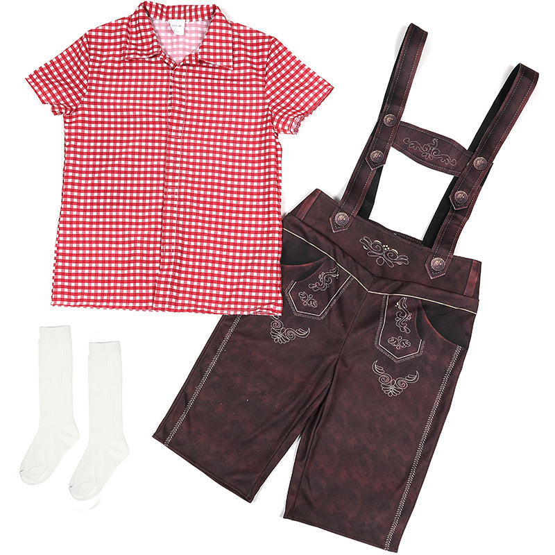 Cute Plaid Suspender Pants Performance Costume - Cindi Book