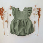 Baby Cotton And Linen Summer Strap One Piece Suit - Cindi Book
