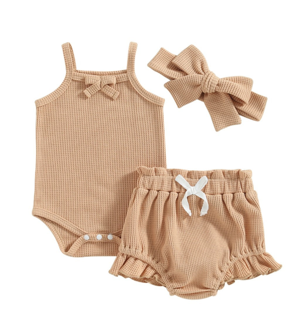 Children's Summer Waffle Suspender Bow Set - Cindi Book