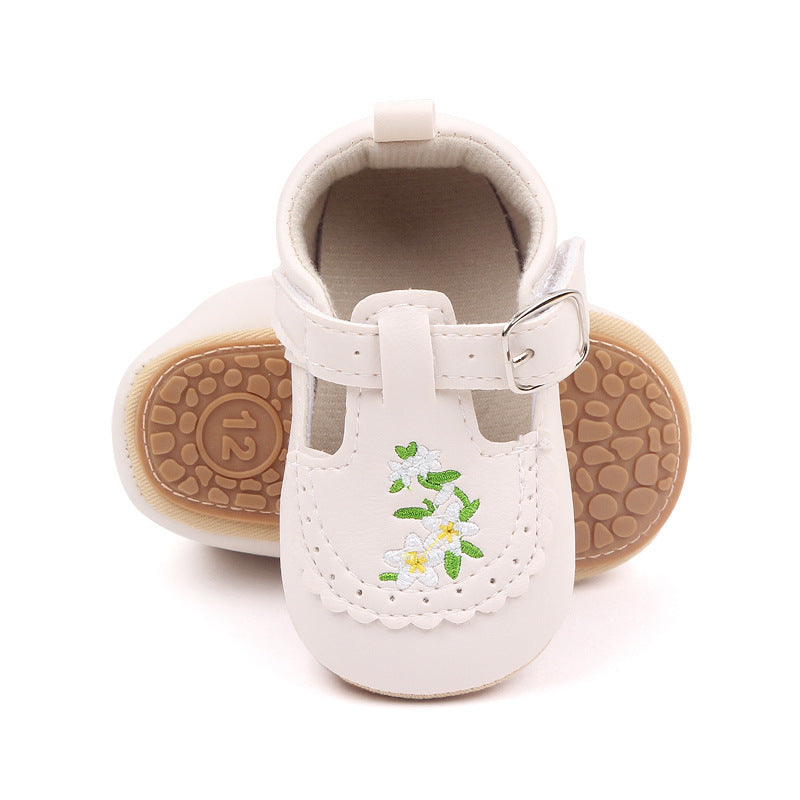 Baby Embroidered PU Leather Soft Bottom Non-slip Toddler Shoes - Cindi Book