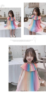 Girl's Rainbow Pleated Princess Dress - Cindi Book