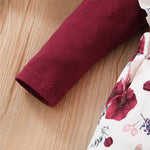 Long-sleeve Jumpsuit Floral Suspender Pants Headscarf Three-piece Set - Cindi Book