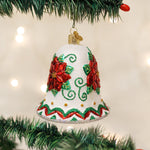 Old World Christmas Poinsettia Bell Ornament - hand-blown glass Christmas tree ornament
