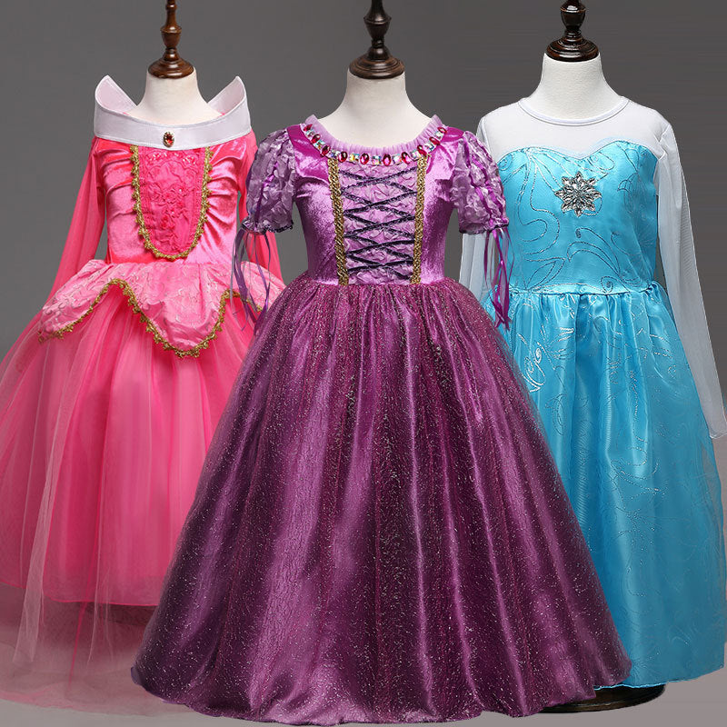Princess Dress Erted Beads Bright Silk Performance Dress