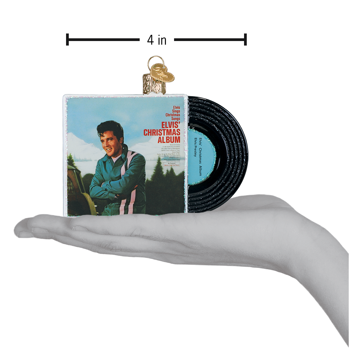 Old World Christmas Elvis' Christmas Album Ornament - hand-blown glass Christmas tree ornament (view 4)